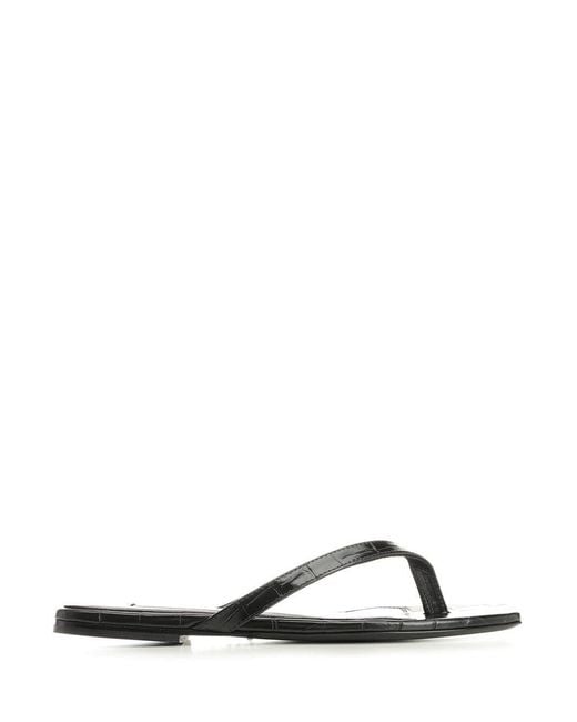 Totême Black Croco-Embossed Flip Flops