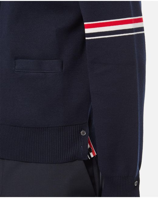 Thom Browne Blue Button-Front Cardigan for men