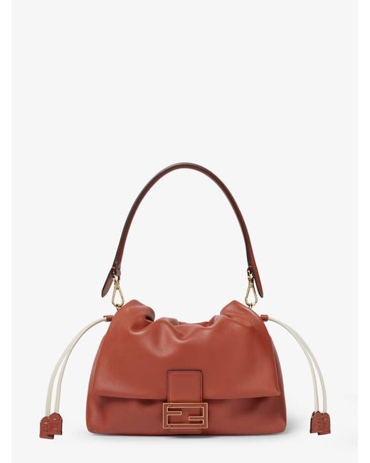 Fendi Red Mamma Baguette Leather Shoulder Bag