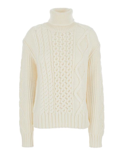 Moncler White Turtleneck Knitting Sweater