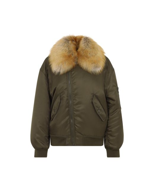 Saint Laurent Green Shearling Bomber