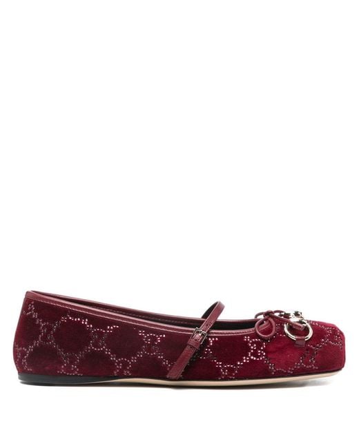 Gucci Red Horsebit Ballets