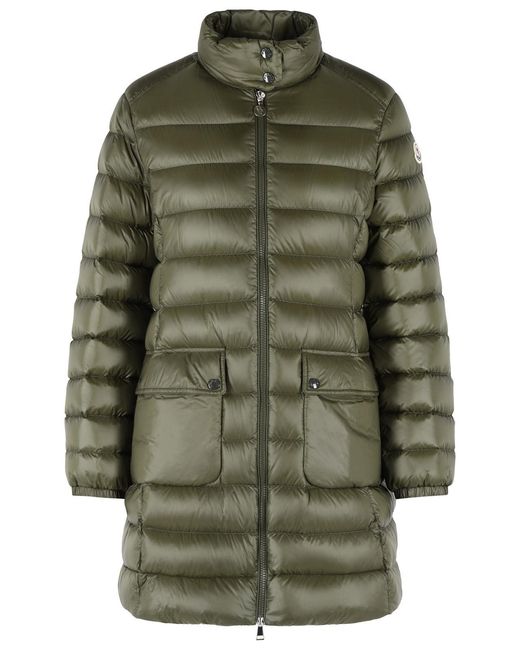 Moncler Green 'Genet' Long Polyamide Down Jacket