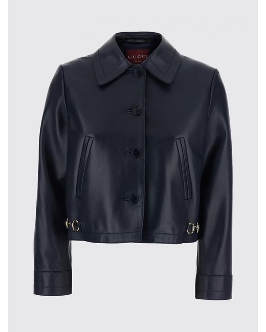 Gucci Blue Smooth Lambskin Slim Fit Shirt Jacket for men
