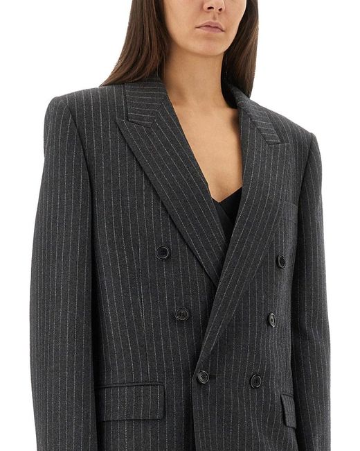 Saint Laurent Black Cassandre Double-Breasted Jacket