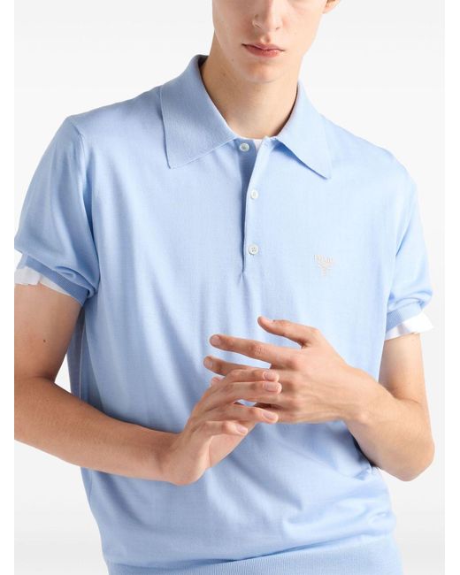 Prada Blue Polo-Neck Sweater for men