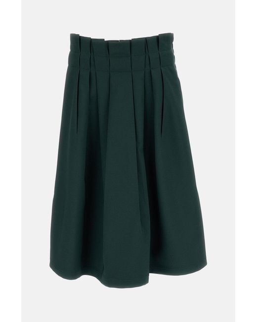 Marni Green Pleated Fabric Midi Skirt