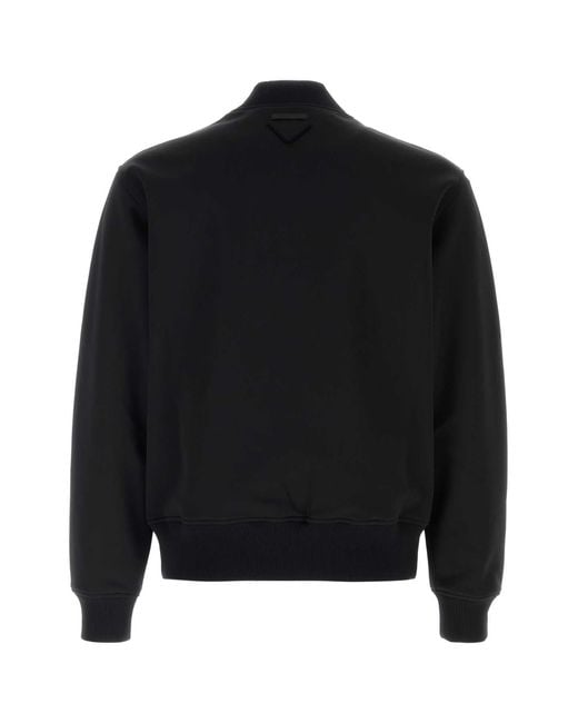 Prada Black Stretch Polyester Bomber Jacket for men
