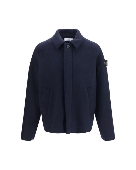 Stone Island Blue Virgin Wool Jacket for men