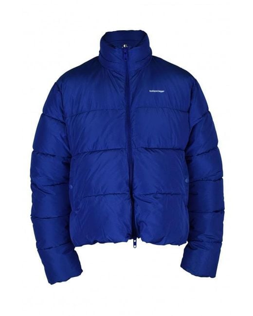 Balenciaga Blue Quilted Polyester Hooded Jacket for men