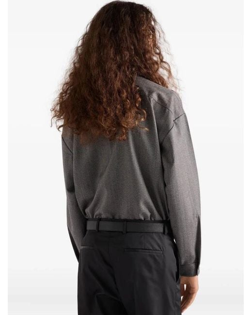 Prada Gray Wool Shirt Jacket for men