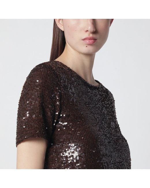 P.A.R.O.S.H. Black Sequin Knit Top