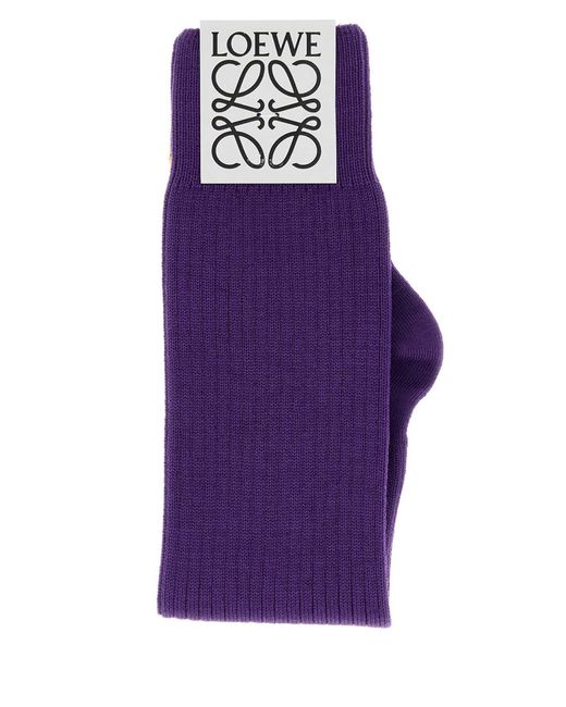 Loewe Purple Stretch Wool Blend Socks