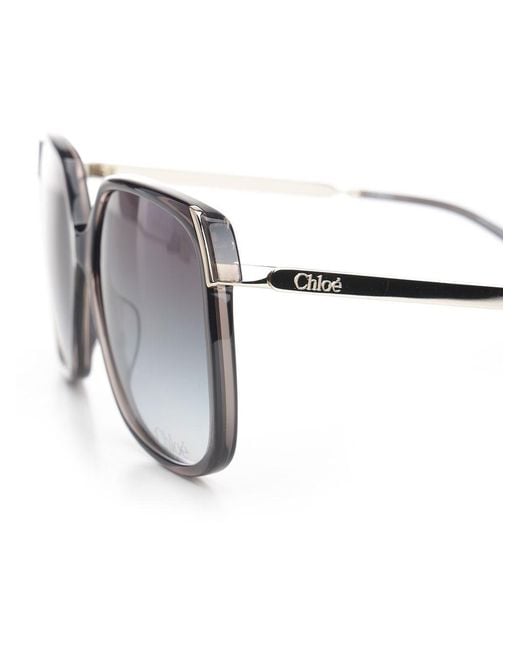 Chloé Gray Oversized Square Sunglasses