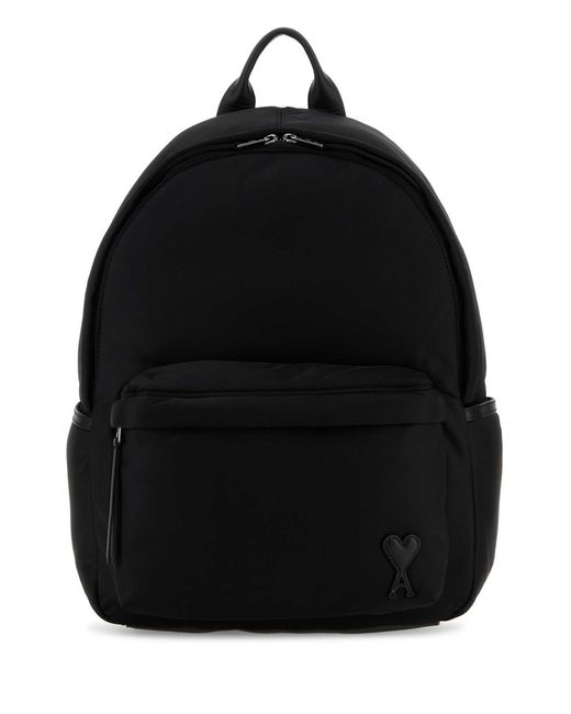 AMI Black Canvas Backpack for men