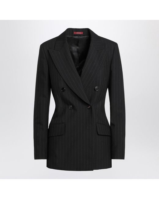 Gucci Black Double-Breasted Pinstripe Jacket