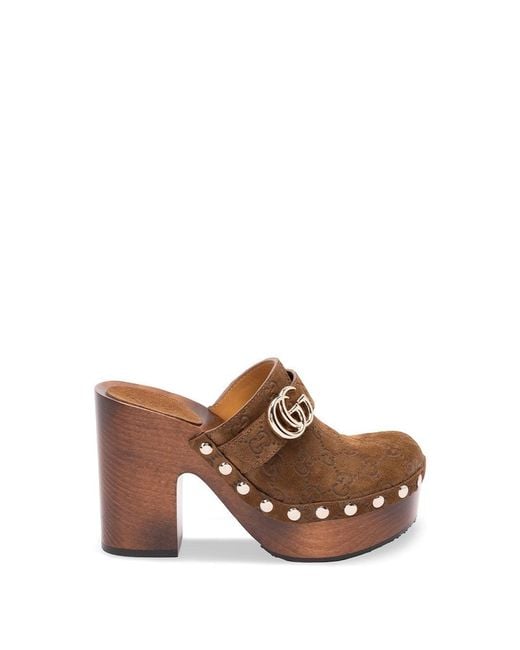 Gucci Brown 'Marmont' Clogs
