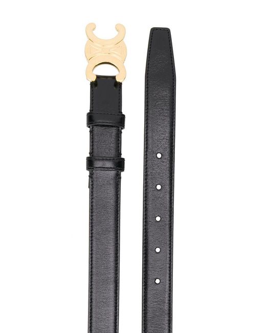 Céline Black Triomphe Leather Belt
