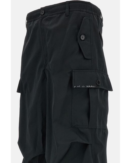 Marni Black Cargo Taffeta Trousers for men