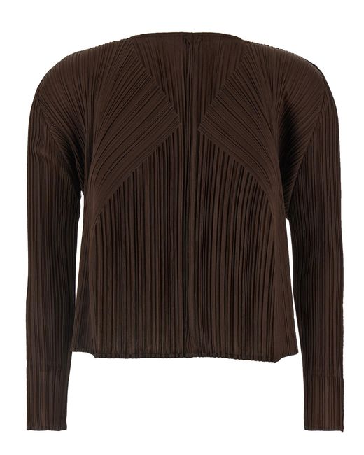 Pleats Please Issey Miyake Brown 'Monthly Colors: March' Cardigan