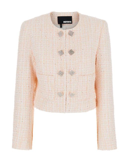 ROTATE BIRGER CHRISTENSEN White Cropped Jacket With Jewel Buttons for men