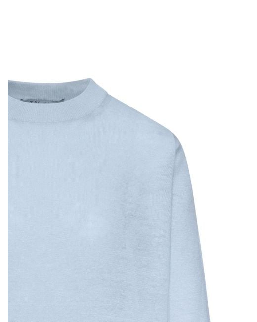 Max Mara Blue Linen Crewneck Sweater