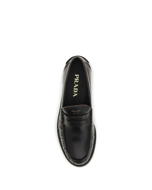 Prada White Leather Loafers
