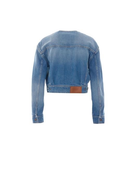 Chloé Blue Collarless Cropped Jacket