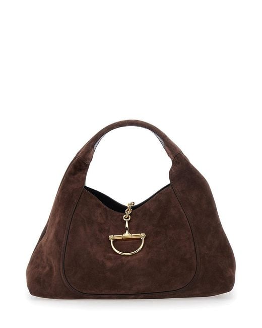 Gucci Brown Shoulder Bag 'Softbit Large' With Horsebit Closure