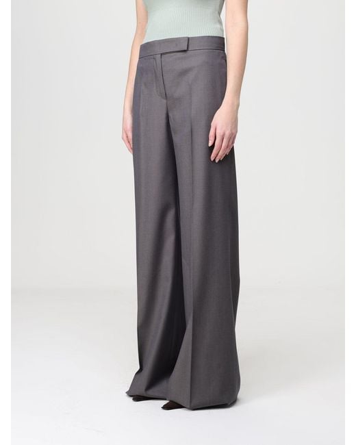 Max Mara Gray Flannel Palazzo Trousers