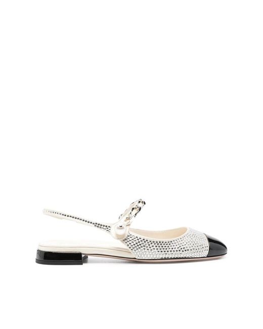 Miu Miu White Neutrals Ballet Flats