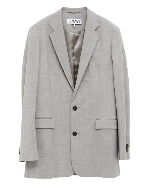 Loewe Gray Wool Single-Breasted Jacket for men