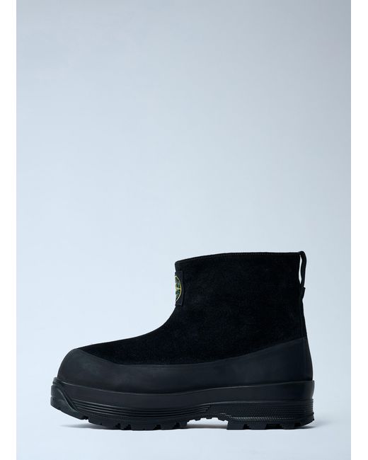 Stone Island Blue Suede Logo Patch Boots for men