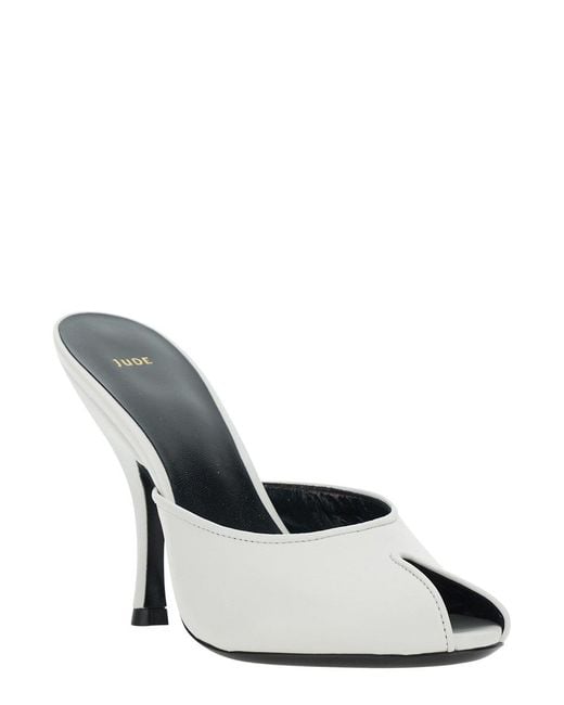 Jude White Mule Heels Leather