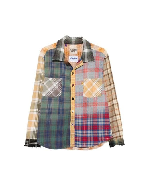 GALLERY DEPT. Blue Patchwork Checked Shirt for men