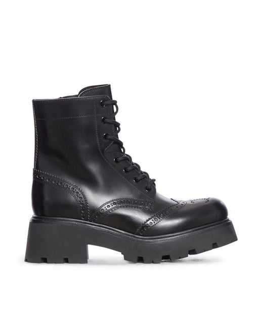 Céline Black Leather Boots With Laces And Triomphe Logo