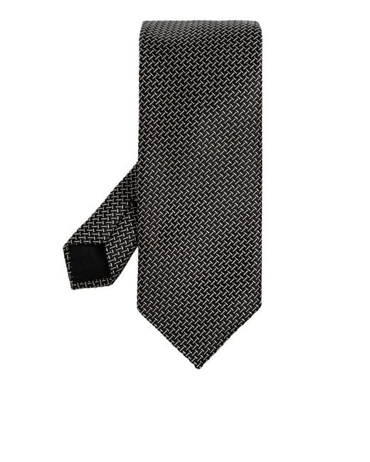 Tom Ford Black Silk Tie With Geometric Pattern for men