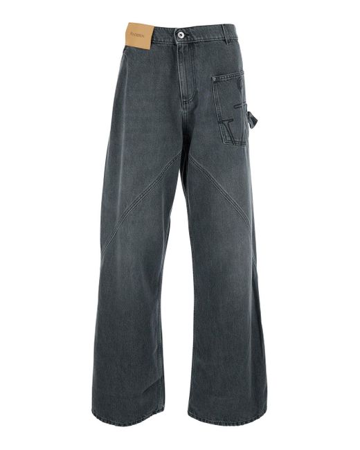 J.W. Anderson Gray Jw Anderson Jeans With Logo Patch On The Front And Embroidered Logo On The Pocket for men