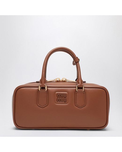 Miu Miu Brown Cognac Coloured Arcadie Large Top Case