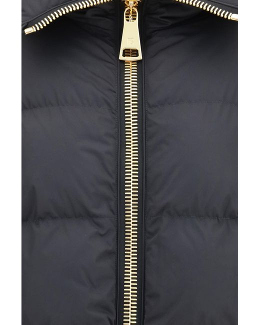 Balmain Blue Jacket Padded High-Neck