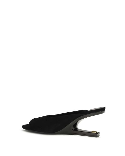 Balmain Black Suede Open-Toe Mules