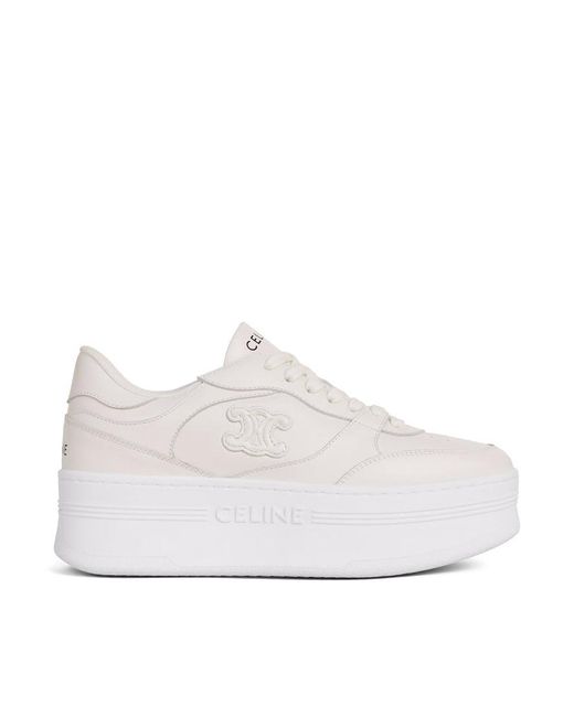 White Block R Celine Block Sneakers With Wedge And Triomphe Application in White | Lyst