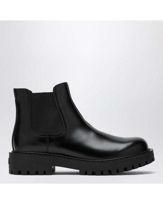 Prada Black Leather Ankle Boot for men