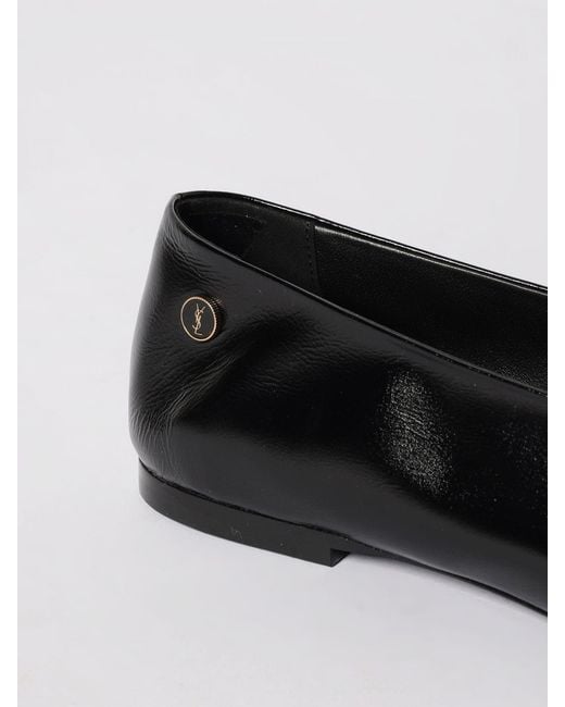 Saint Laurent White Sao Leather Ballerinas