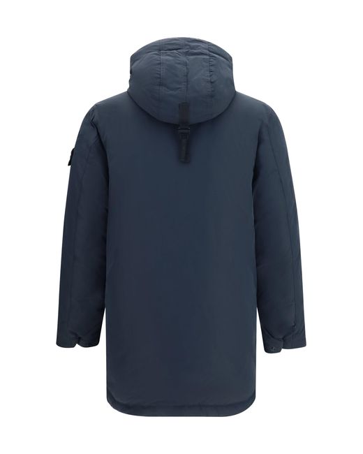Stone Island Blue Long Down Jacket for men