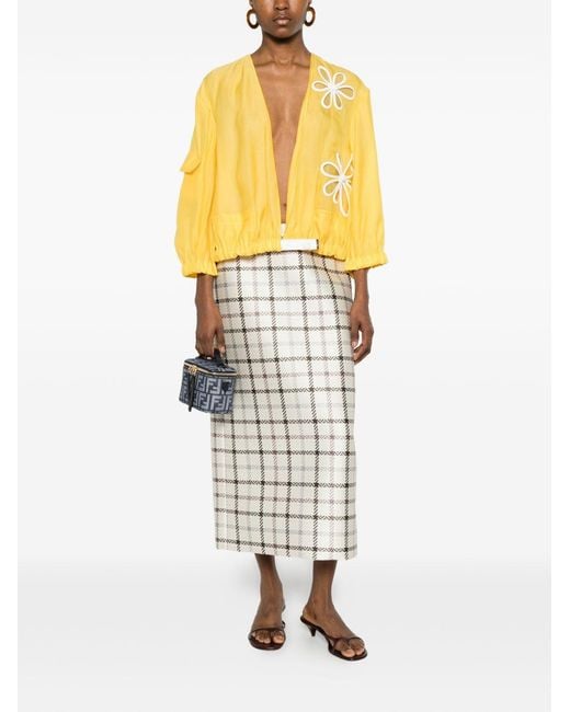 Fendi Yellow Embroidered Blouson Jacket