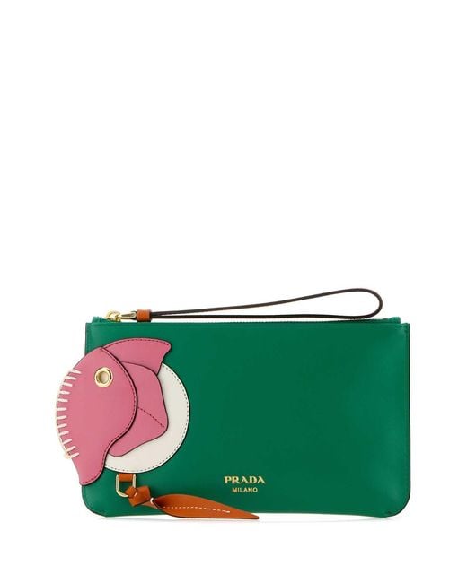 Prada Green Leather Pouch
