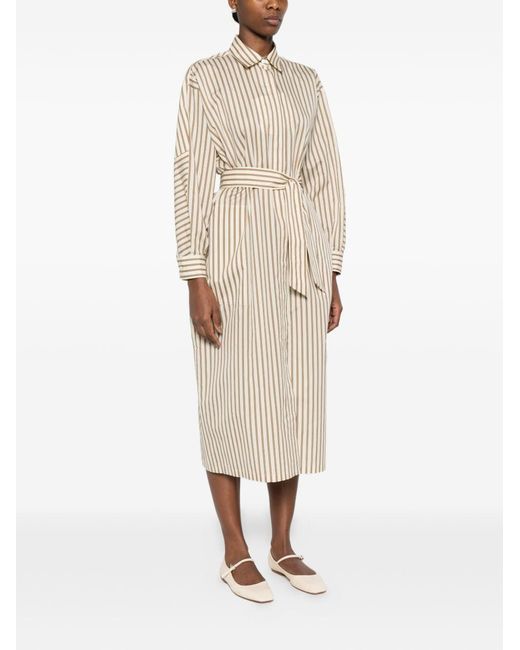Max Mara Natural Striped Silk Blend Dress