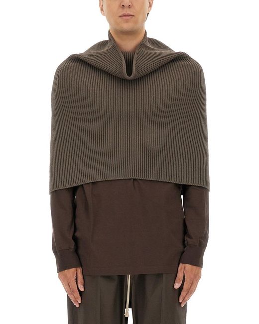Rick Owens Brown Knitted Cape for men