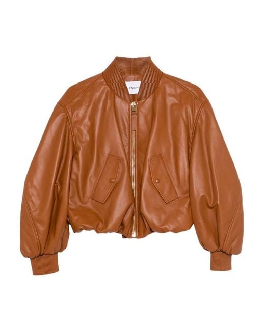 Givenchy Brown Cropped Cocoon Bomber